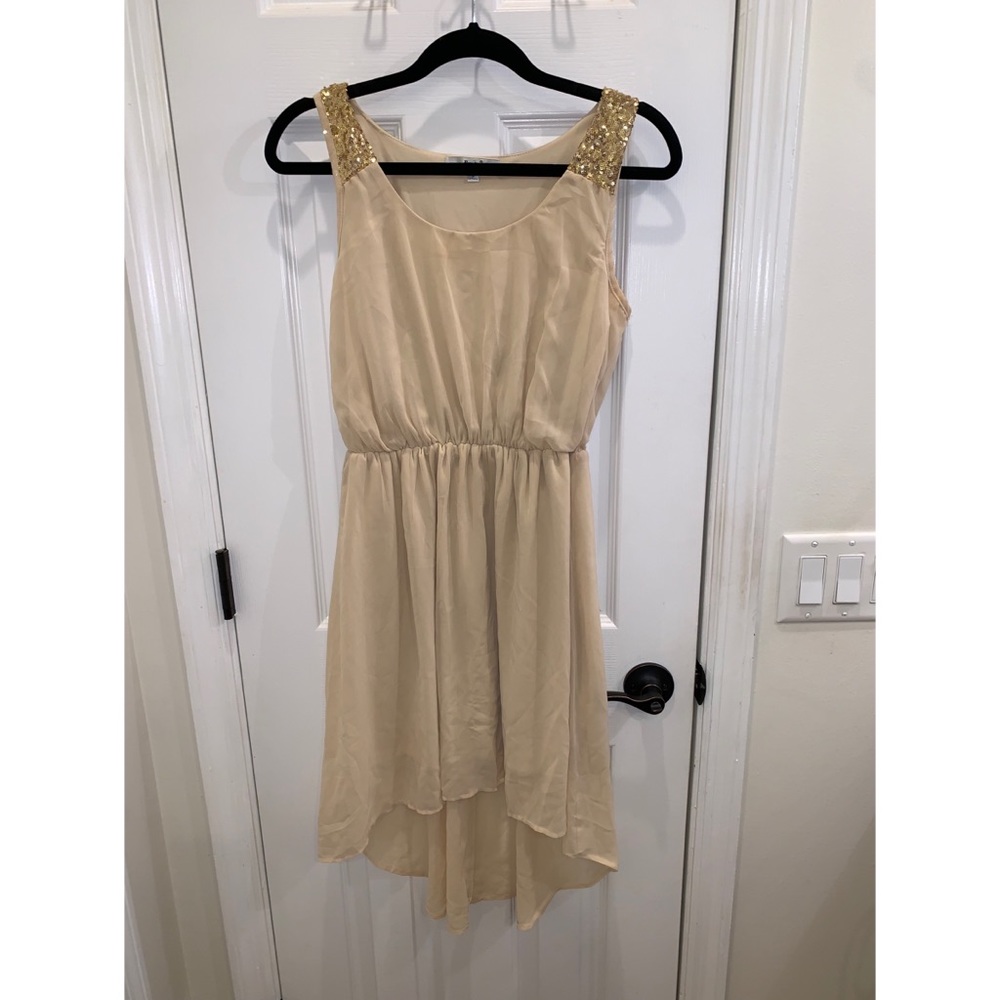Hi-lo gold rhinestone dress